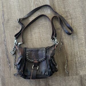 Free People We the Free Baby Leigh Distressed Leather  Tote Crossbody Bag